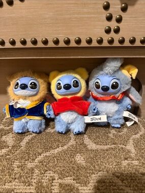 Stitch Plush Toy in Blue with Colorful Hooded Outfits - Set of 3 Pop Mart